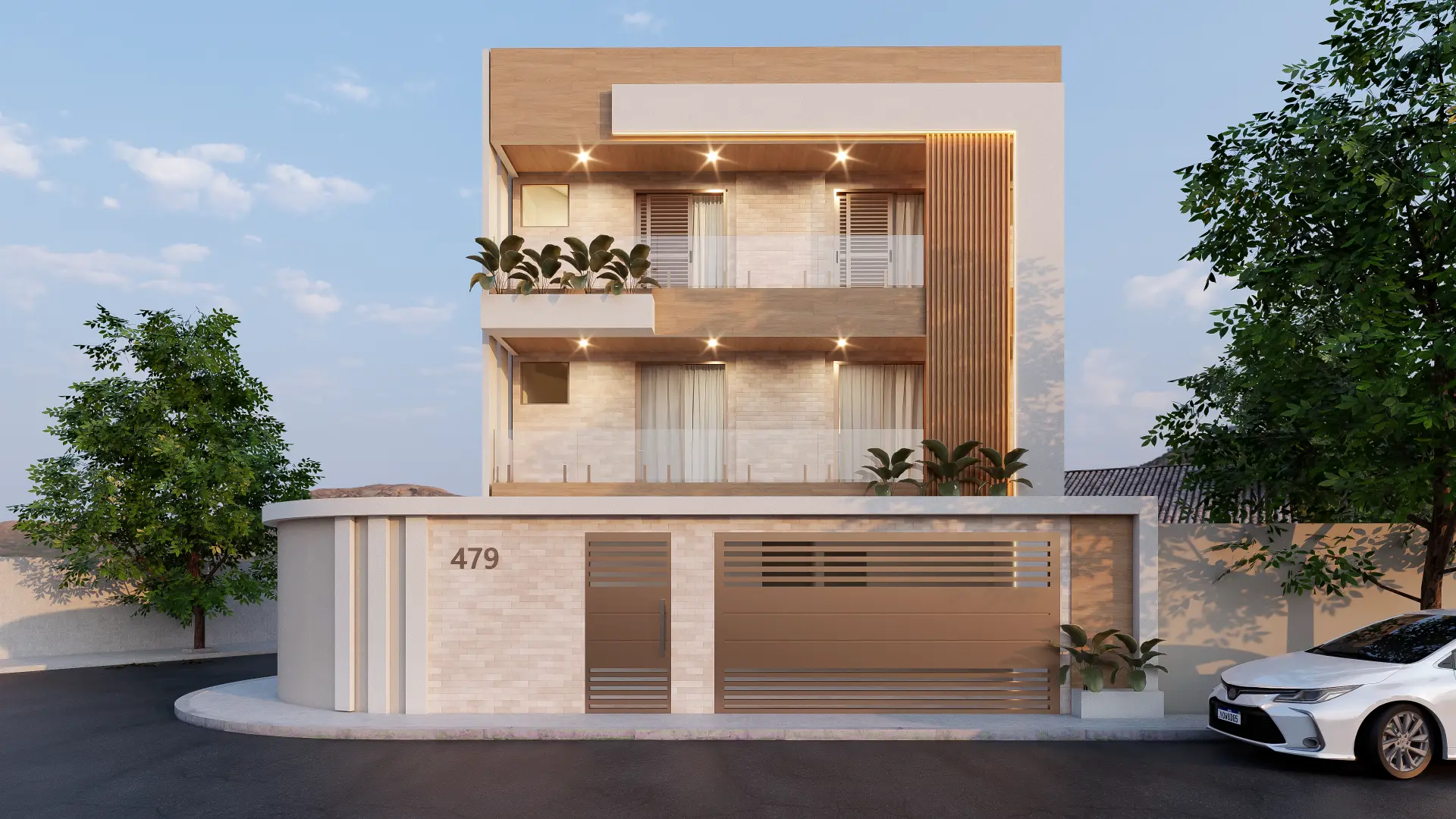 Vista frontal das unidades do Residencial Sunset Beach