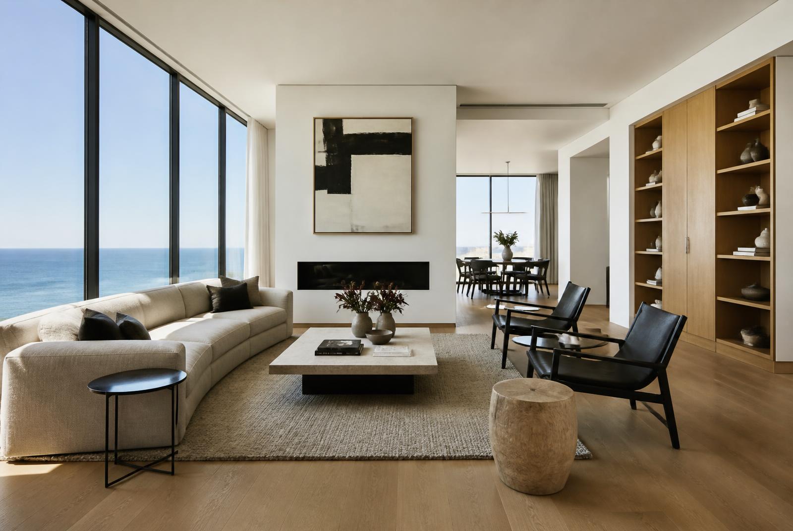 Living de apartamento compacto integrado à varanda